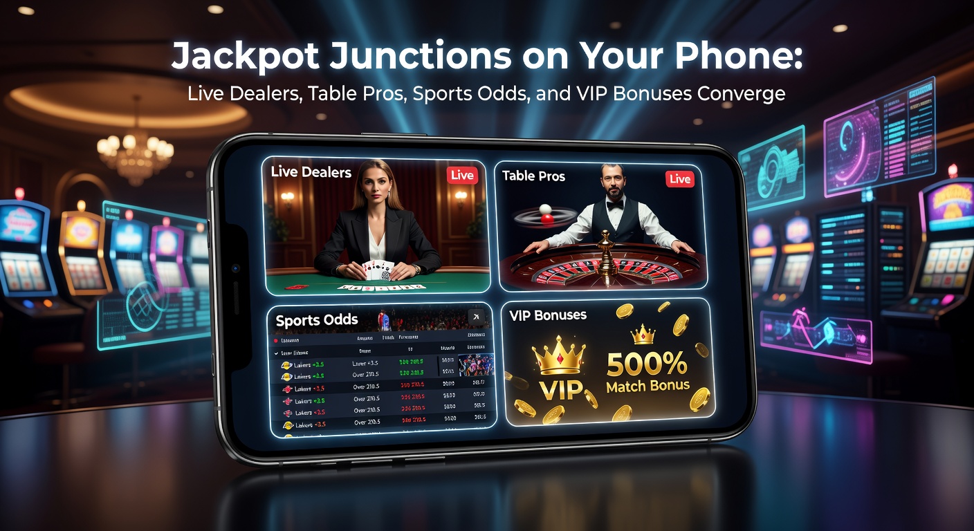 Smartphone-Bildschirm mit Live-Dealer-Roulette, Sportwetten und Jackpot-Anzeige in einer App